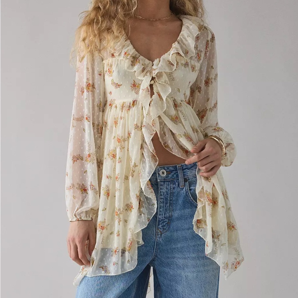 For Love & Lemons Floral Ruffle Mini Dress – Size M